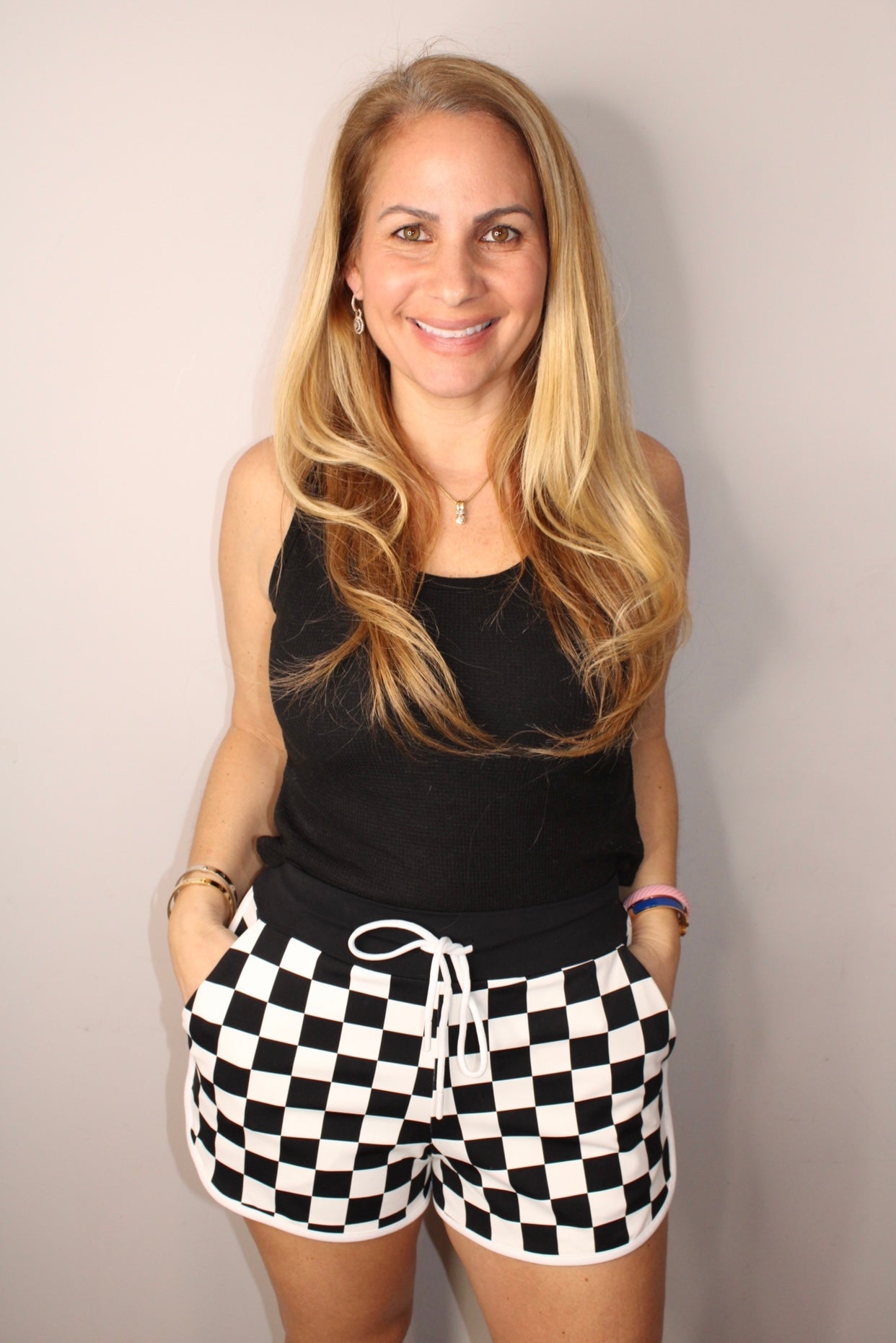 Checker Shorts with Drawstring Waist