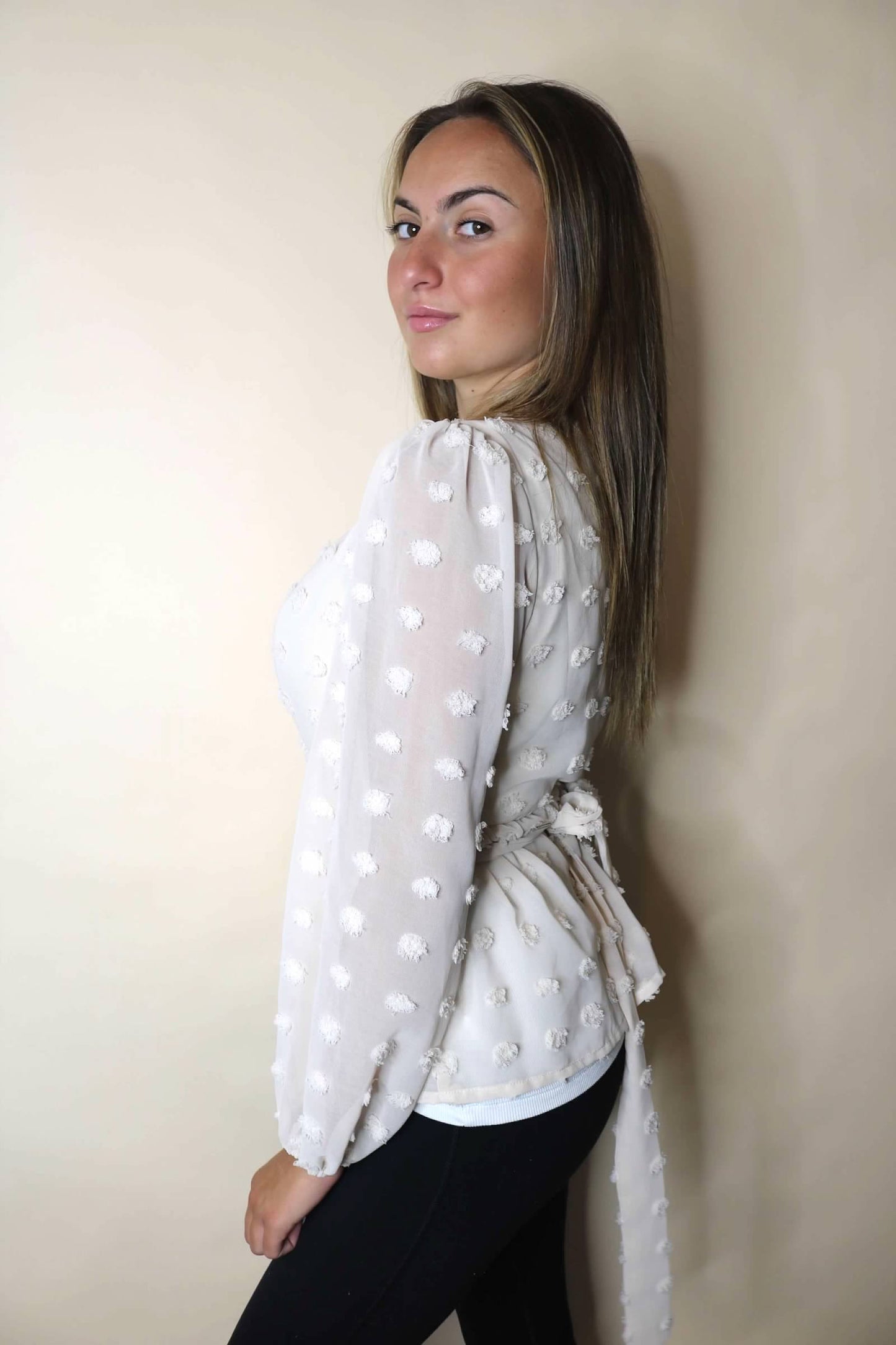 White textured blouse