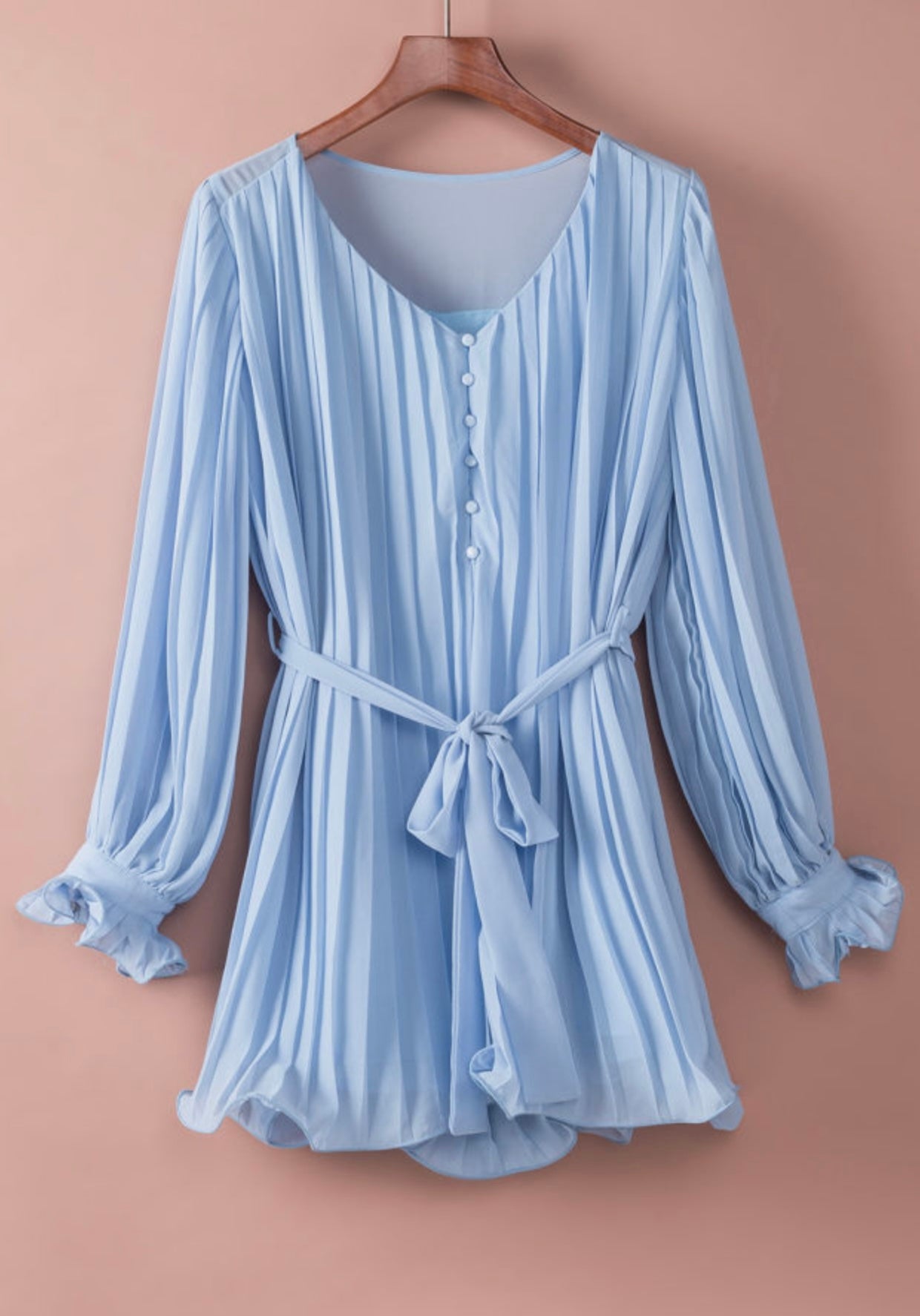 Pleated Romper (Blue or Pink)