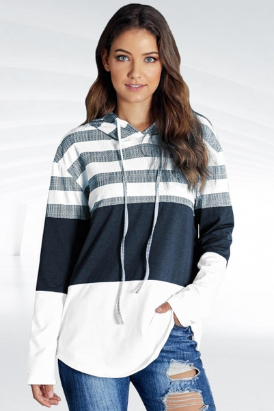 Striped Drawstring Hoodie