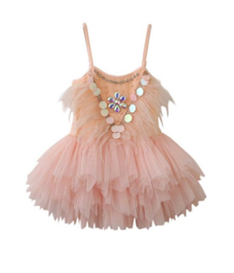 Peach feather dress